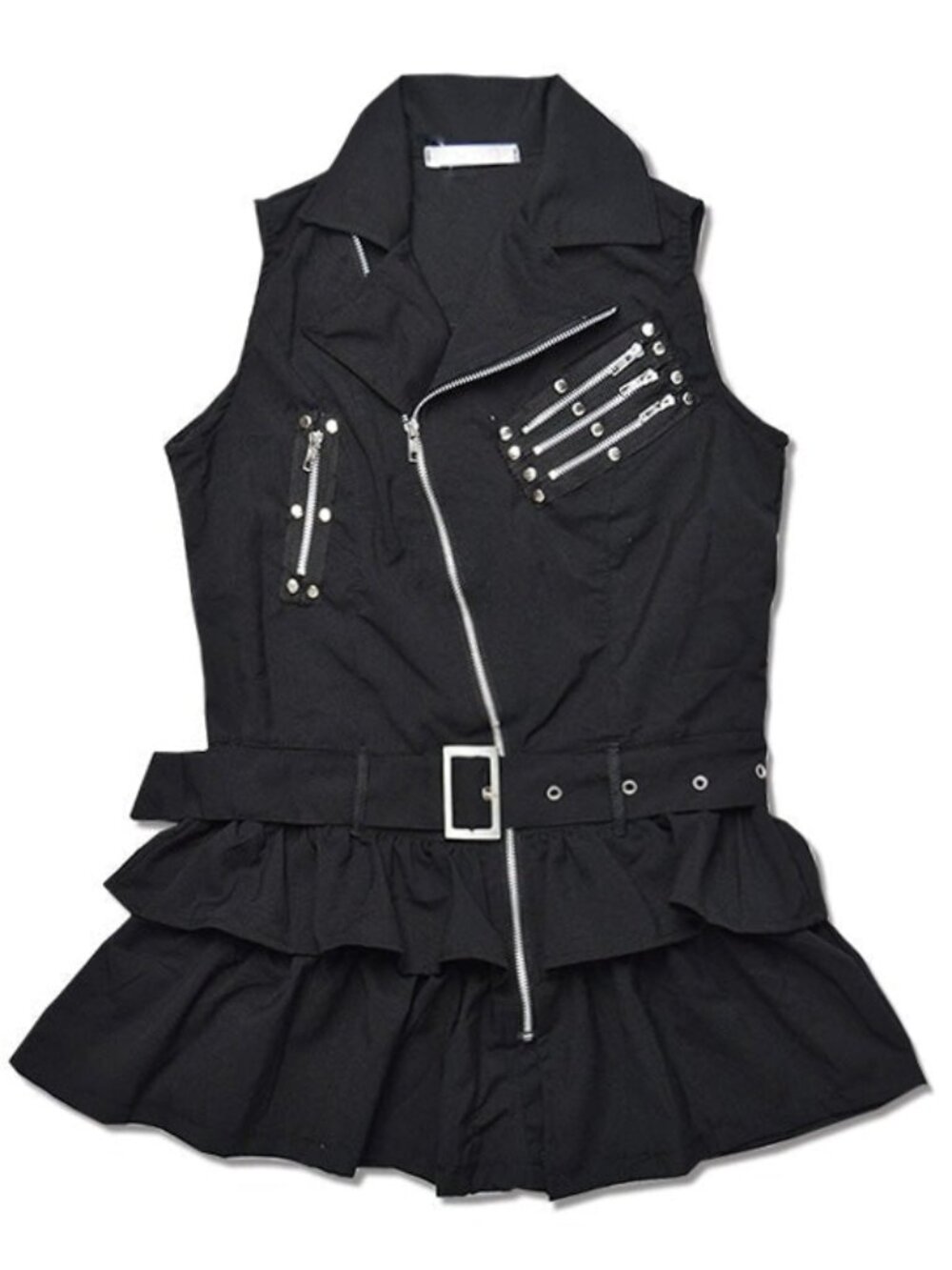 NEW ACDC RAG Dark Goth Punk Black Zip Dress